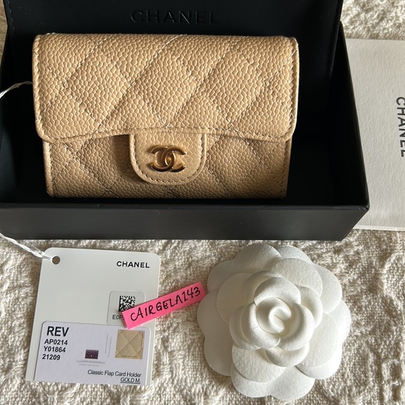 Chanel Flap Card Holder Caviar Beige REV - Picture 4 of 15